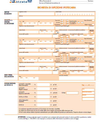 RICHIESTA DI ISPEZIONE IPOTECARIA editabile