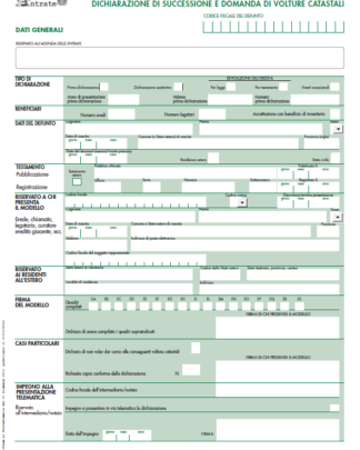 Modello di Successione editabile 2018