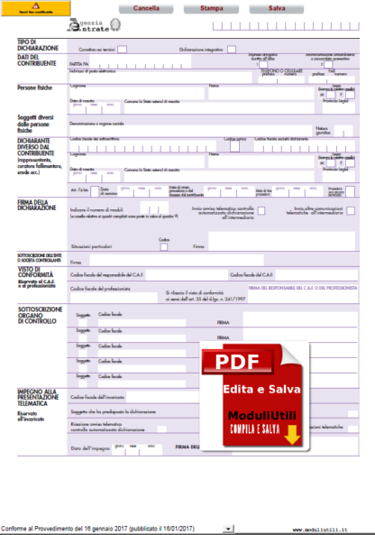 Modello di Dichiarazione IVA 2017 editabile