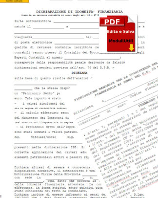 DICHIARAZIONE DI IDONEITÀ FINANZIARIA AUTOTRASPORTATORI EDITABILE