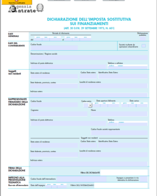 DICHIARAZIONE DELL’IMPOSTA SOSTITUTIVA SUI FINANZIAMENTI