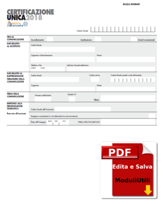 Certificazione Unica modello CU 2019