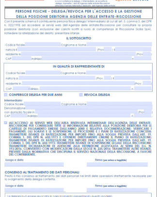 PERSONE FISICHE - DELEGA/REVOCA PER L’ACCESSO E LA GESTIONE DELLA POSIZIONE DEBITORIA AGENZIA DELLE ENTRATE-RISCOSSIONE
