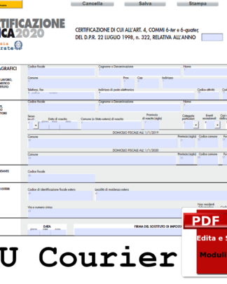 Certificazione Unica 2020 EDITABILE FONT COURIER