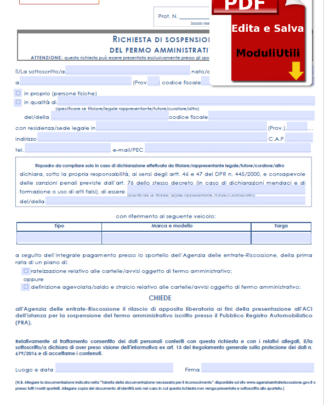 Richiesta di sospensione del fermo amministrativo-EDITABILE