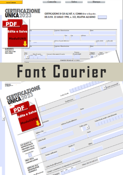 Certificazione Unica 2023 EDITABILE (FONT COURIER)