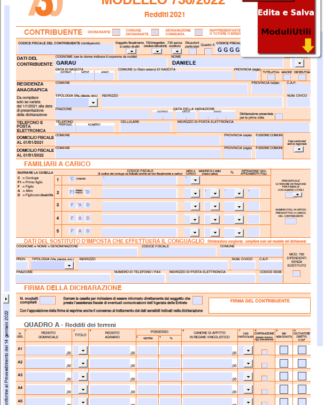 Modello 730 editabile e salvabile 2023