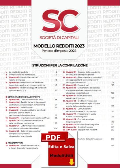 REDDITI Società di Capitali 2023 editabile