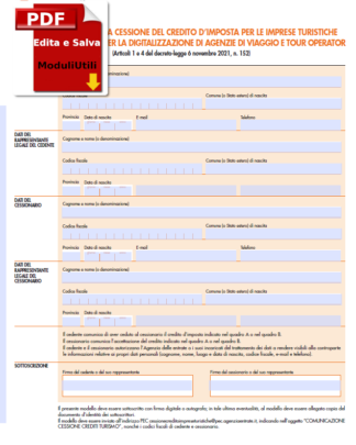 Comunicazione della cessione del credito d’imposta per le imprese turistiche-EDITABILE-