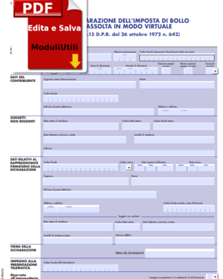 Modello di dichiarazione dell’imposta di bollo assolta in modo virtuale Editabile