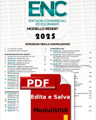 REDDITI 2025 Enti non commerciali EDITABILE