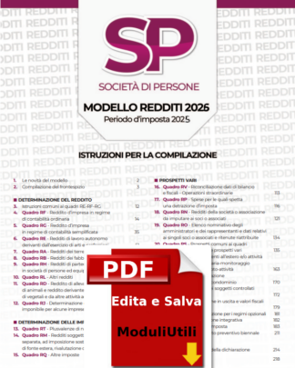 Modello Redditi Società di Persone SP 2026 Editabile PDF